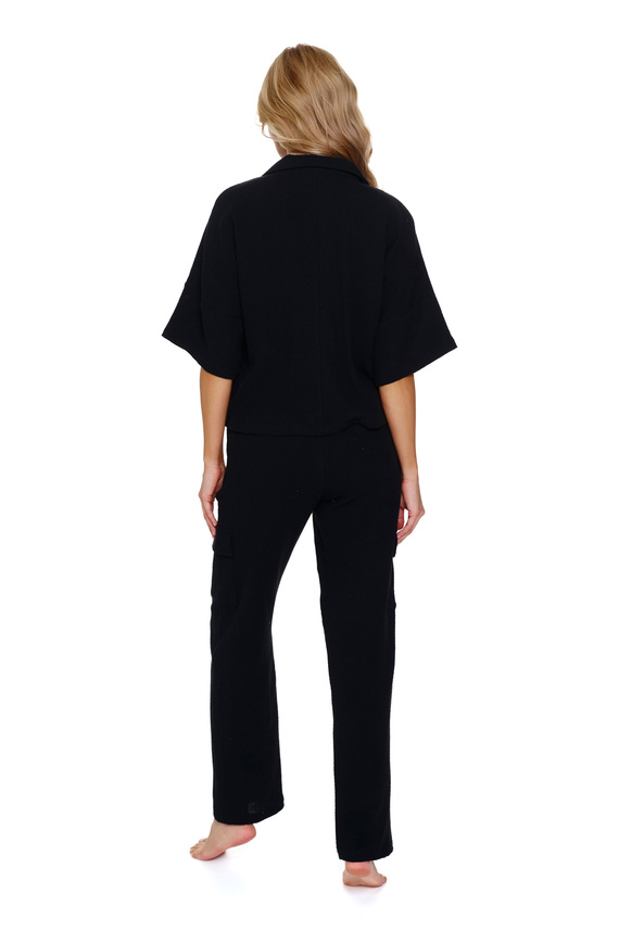 7236 Damen-Pyjama „Doctor Nap“ aus Musselin – Schwarz