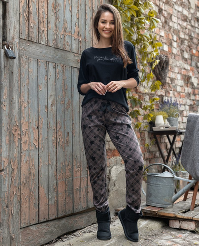 Sensis Reach For The Stars Damenpyjama – schwarzbraun