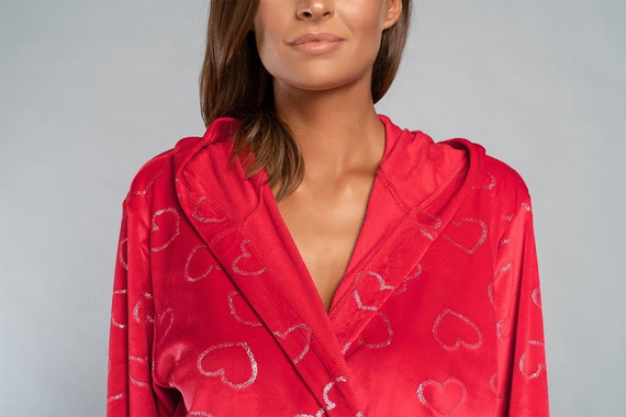 Elixir Damenbademantel mit Taschen Italian Fashion - rot/print 