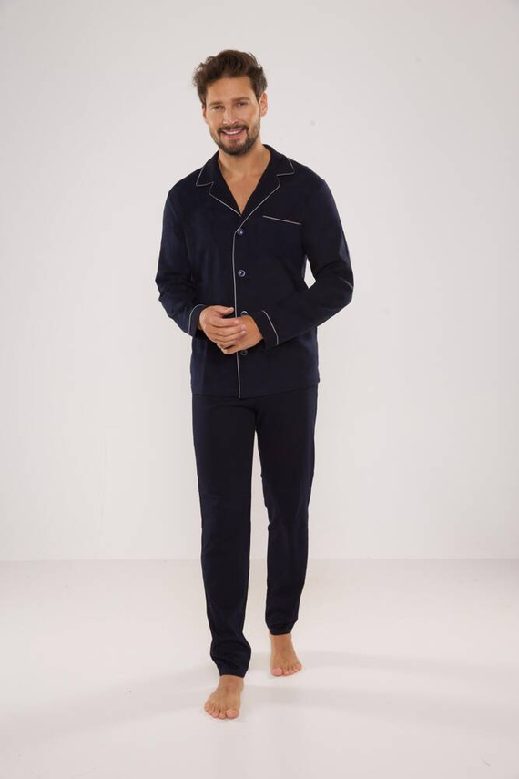 729 Norberto Herren Schlafanzug De Lafense - navy blau