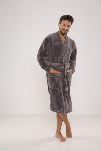 391 Hugo Herren Bademantel De lafense - grau