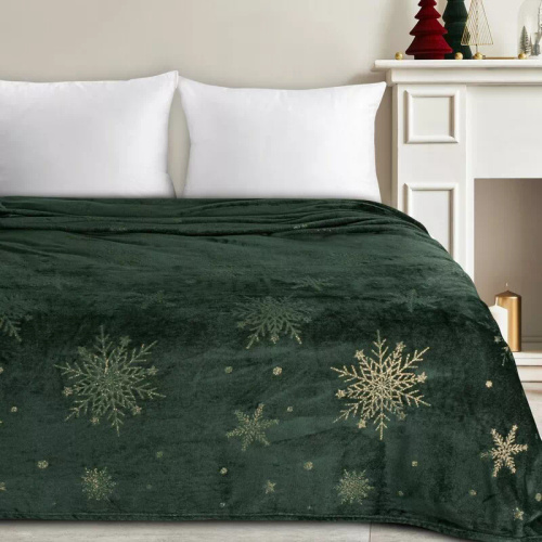 Eurofirany Weihnachtsdecke grün – weicher Mikrofaser-Überwurf, 240 g/m²