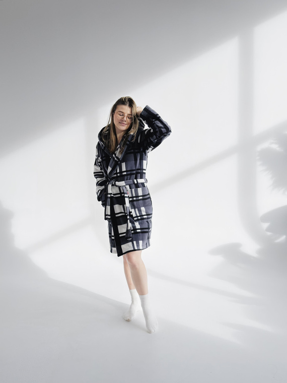 031 De Lafense Bademantel Decke - warmer Fleece Damen Bademantel Super Cozy, grau