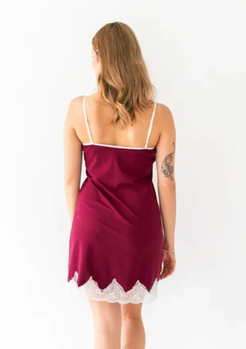 Unterkleid Dkaren Sendi 2 aus Baumwolle mit Spitze und verstellbaren Trägern – bordeaux