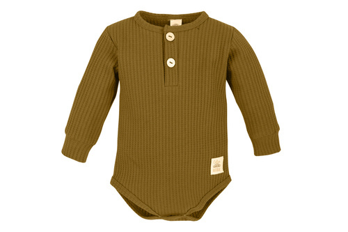 03249DRPGB „Natural Waffel“ Makoma Langarm-Polo-Body goldbraun