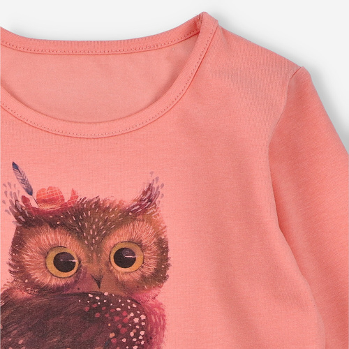 KAR-3001 Lagarto Verde Langarmbluse für Mädchen, lachsrosa – stilvoll, Baumwolle, polnische Produktion