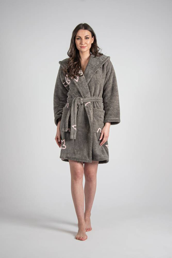 672 Schmetterlinge Kurzer Forex Damen Bademantel - grau