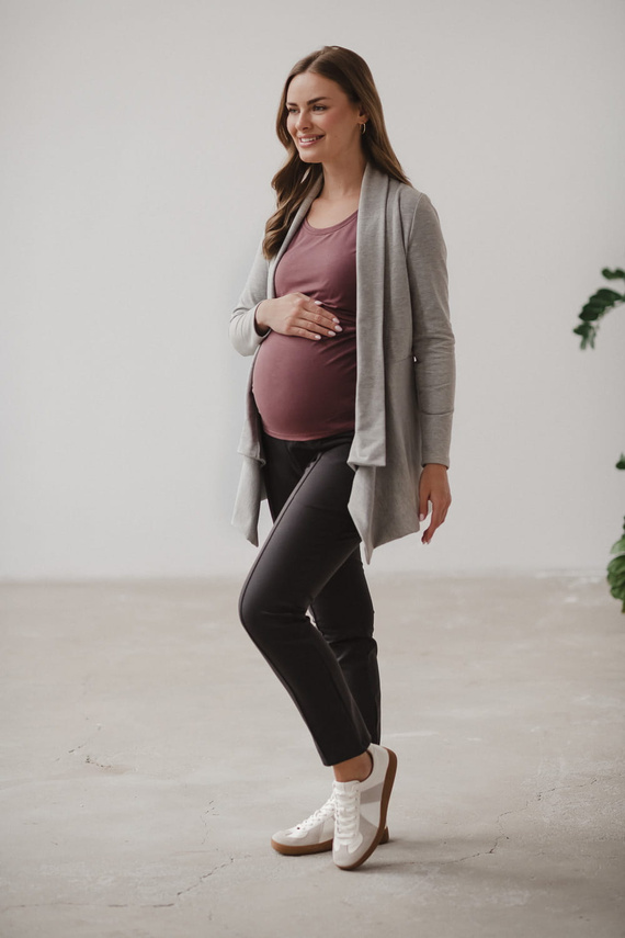 Mama Wrap Milk&Love Umstandsstrickjacke, hellgrau meliert