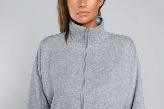 Grafi Damen Morgenmantel mit Reißverschluss Italian Fashion- melange 