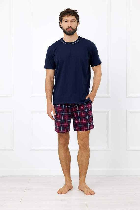 Italian Fashion Brajan Herren-Pyjama Mega Soft Baumwolle Shorts kariert