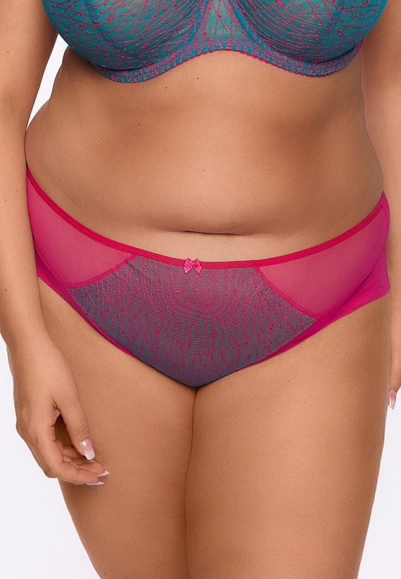 GFP 1294 Cintia Slip Gaia – fuchsia-türkis, Stickerei, Tüll, voller Schnitt