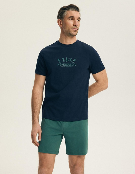 Henderson Core 44499 Bet Navy Herren-Pyjama, 100% Baumwolle, Kurzarm