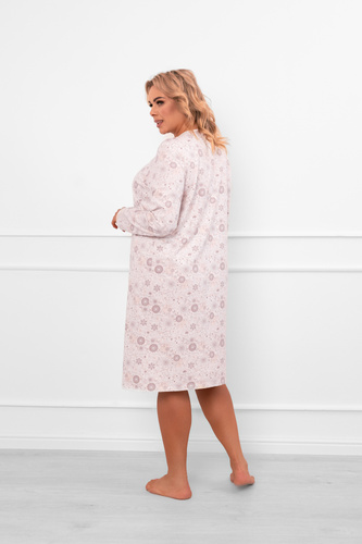 Damen Nachthemd Satui - Baumwolle, langarm, Blumenmuster Italienische Mode