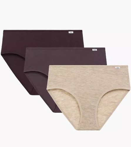 3CLP-011/Z25 Maxi Damenhöschen Atlantic Beige-Wein-Lila – Baumwolle, 3-tlg.