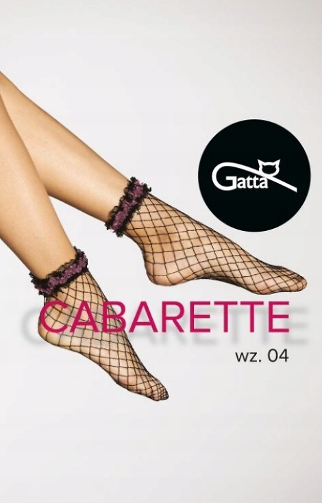 568 Cabarette 04 Gatta schwarze Damensocken – Netzstrümpfe mit Verzierung
