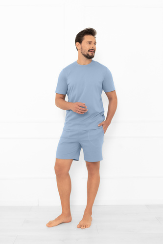 Krystian Italian Fashion Herren Schlafanzug aus Stahl - Baumwolle, T-Shirt und kurze Hosen