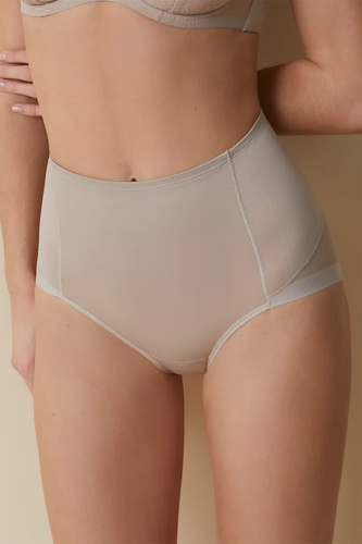 Beigefarbener Slip 907 Selene Control – formend mit hoher Taille und Tüll