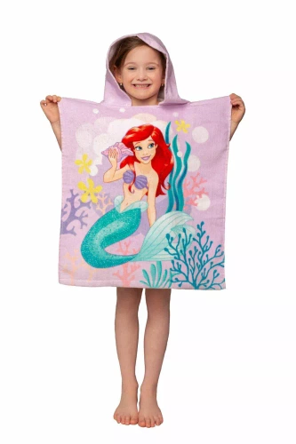 Kinderponcho Ariel Meerjungfrau rosa Kapuzenhandtuch Disney Jf24 Für Pool, Strand, Bad Jerry Fabrics