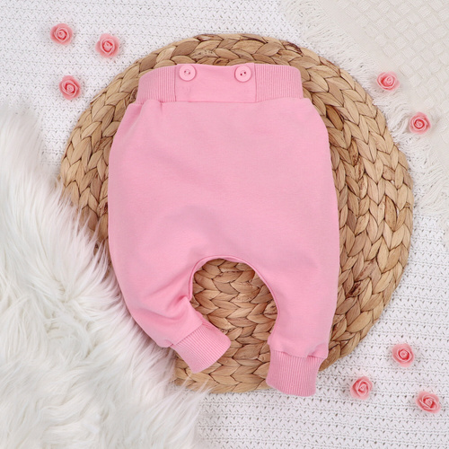 ABN-5426 Bunte Blumen Nini Jogginghose aus Bio-Baumwolle, rosa