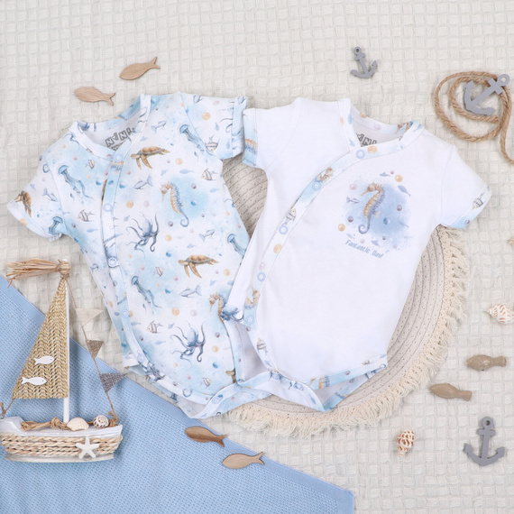 ABN-5444 Sea Of Joy Nini Kurzarm-Wickelbody – Bio-Baumwolle, für Babys