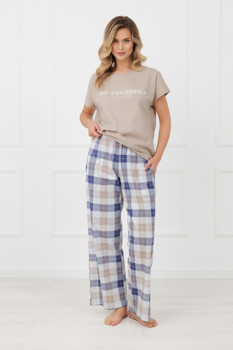 Damen Pyjama Rima Italian Fashion 100% Baumwolle lange Hose