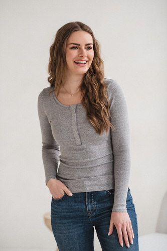 Tummy Milk&Love Umstands- und Stillshirt aus Viskose light gray melange