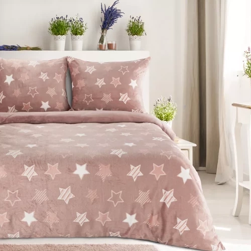 Flano 4 Sterne Veloursbettwäsche Eurofirany puderrosa