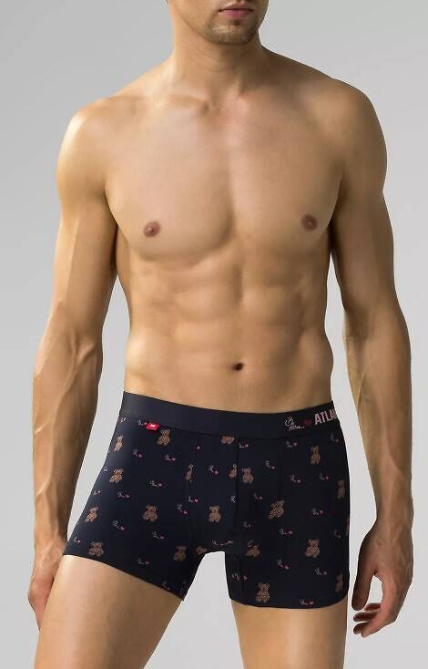 2GMH-025 Atlantic Herren-Boxershorts – Marineblau-Rot