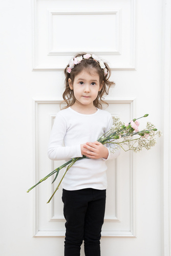 Tosia T-Shirt für Mädchen, langarm italienische Mode- weiß 