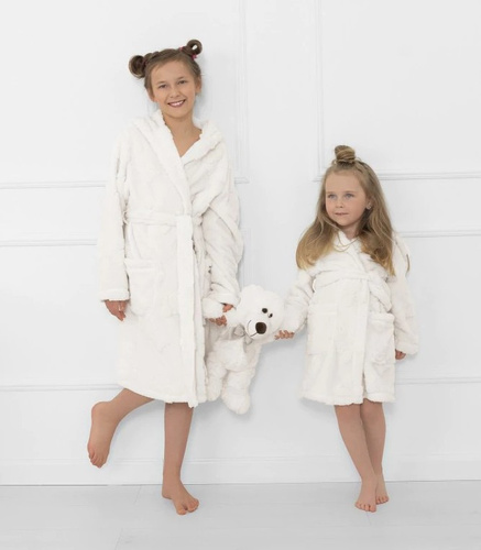 Teddy Kinder Morgenmantel Italian Fashion ecru - in Teddybären, warm, mit Kapuze