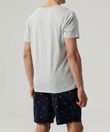 NMP-384 Herren-Kurzarmpyjama, Atlantikgrau, Marineblau