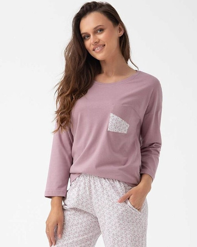 339 Luna Damenpyjama – Baumwolle, 7/8-Ärmel, Kakaofarbe, Komfort und Stil