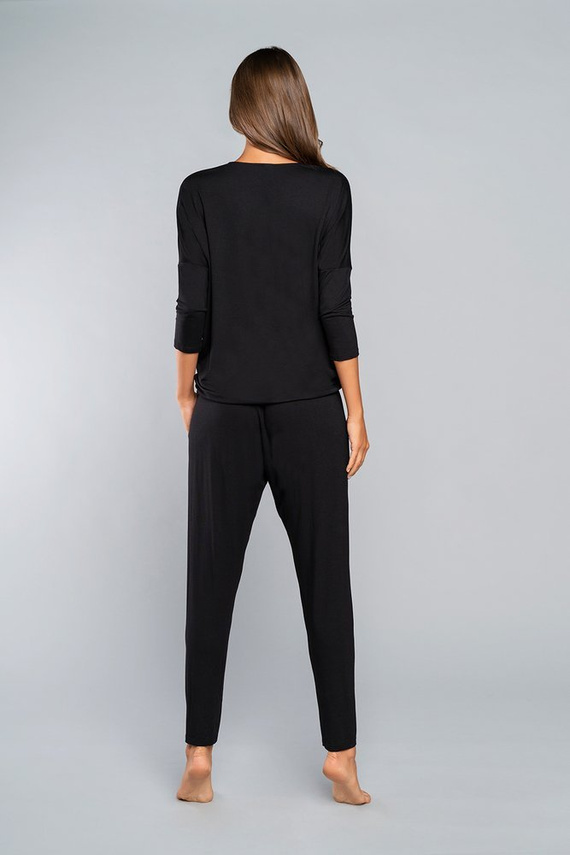 Style Damen 3/4 Ärmel Set, Länge.italienische Mode Hose schwarz