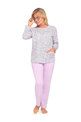 Kasia III 267 Martel-Pyjama lila – Damen-Baumwollpyjama mit Knopfverschluss