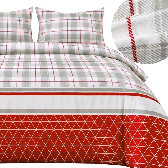 31516/1 Weihnachts-Flanellbettwäsche Flanelove Darymex grau rot – Set 100 % Baumwolle, warm und weich
