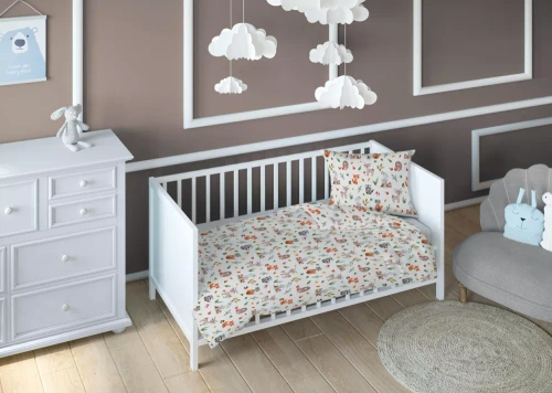 3713 B Land of Dreams Kinderbettwäsche aus Baumwolle, Karo-Tiere