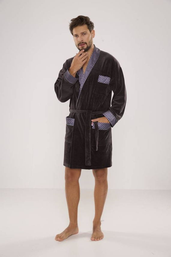 772 Bonjour Herren-Forex-Bademantel - graphit