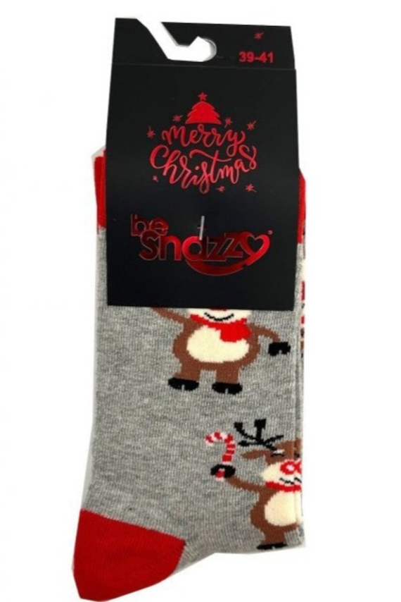 SKCH01 Be Snazzy Weihnachtssocken hellgrau 6 – Baumwolle, gemustert, flache Nähte