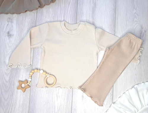 BI012 Mamatti Langarmbluse für Mädchen – Hellbeige