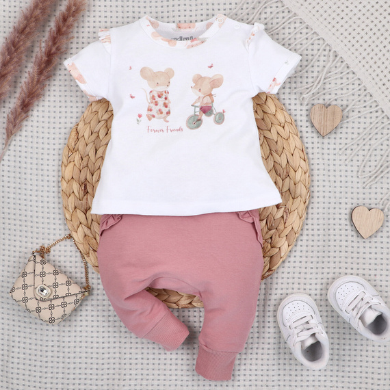 Baby T-Shirt Nini Little Mouse Bio-Baumwolle Kurzarm Druck Mädchen