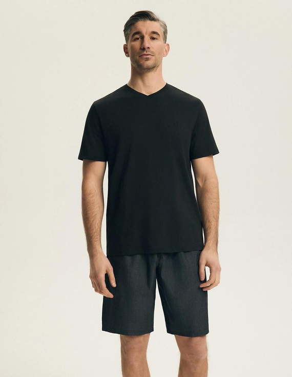 Henderson 44608 Post Herren-Pyjama Schwarz 100% Baumwolle Kurzarm
