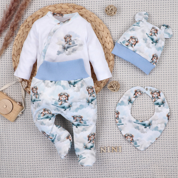 NINI ABK-0058/PIL 4-teiliges Baby-Set Baby Bear Pilot