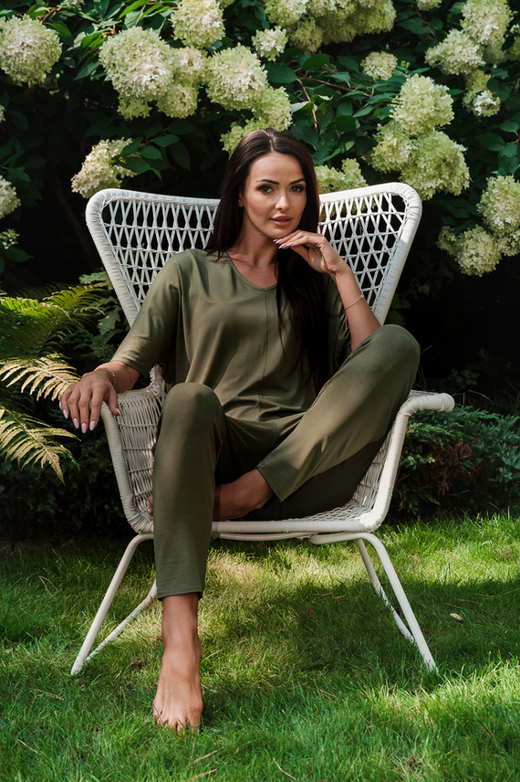 Paramo Damen Kurzarm-Set, Länge. hose Italian Fashion - khaki