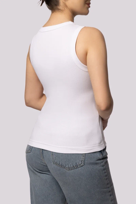 Tanktop gerippt Damen ärmelloses T-Shirt Mona weiß