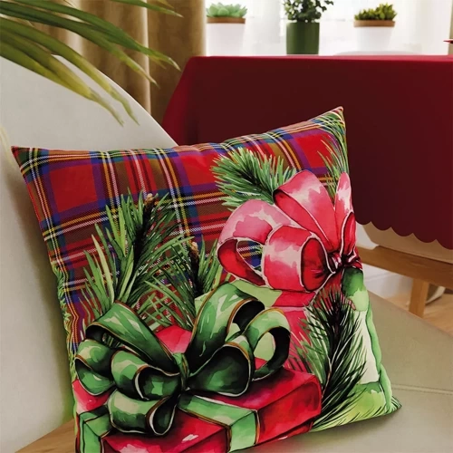 PBN284 Geschenke Weihnachtskissenbezug Marquisette rot