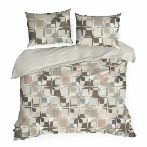 Frühling 36 Geometrie Satinbettwäsche Eurovorhänge Beige