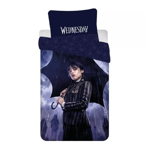 JF24 Wednesday Rain Kinder-Baumwollbettwäsche Jerry Fabrics schwarz lila