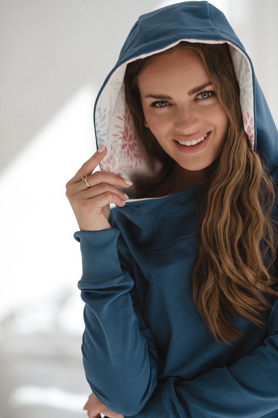 Milk Please Jeans Blue Umstands- und Still-Sweatshirt mit Kapuze – Milk&Love, polnische Produktion