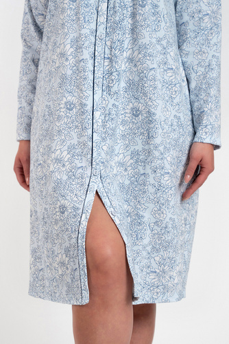 Talita ungeknöpftes Nachthemd Italienische Mode - Blaudruck