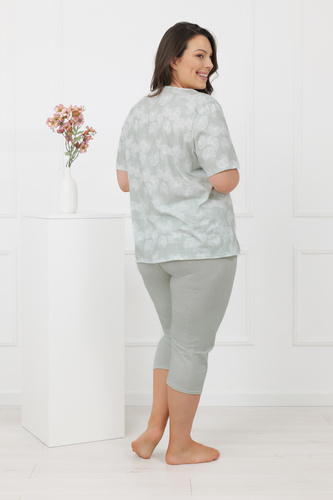 Damen Pyjama Eleni Italian Fashion 100% Baumwolle, Kurzarm, 3/4